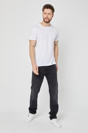 Erkek Beyaz T- Shirt Regular Fit Rahat Kesim Bisiklet Yaka Basic Tişört MTLCO35-1