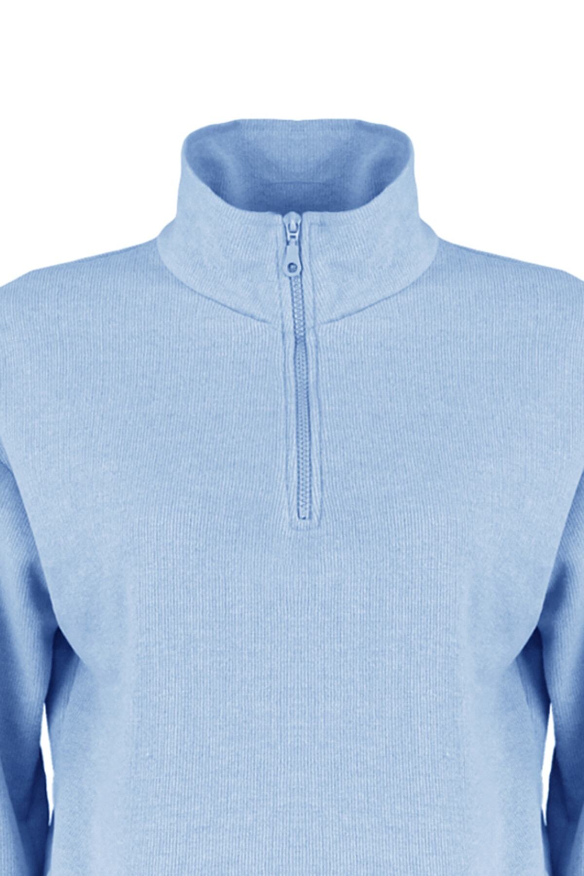 Trendyol Collection-Blue Thessaloniki/плетен суичър с яка с цип и стандартна кройка TWOAW22SW0732 11
