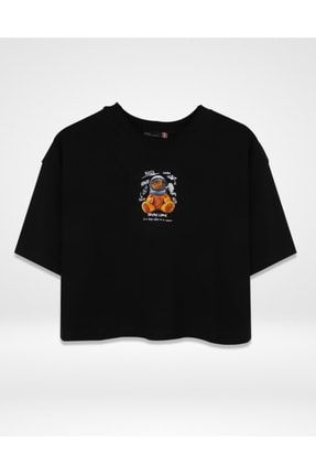 Nasa Bear Siyah Kemer Boy Kadın Oversize Tshirt 816E0827