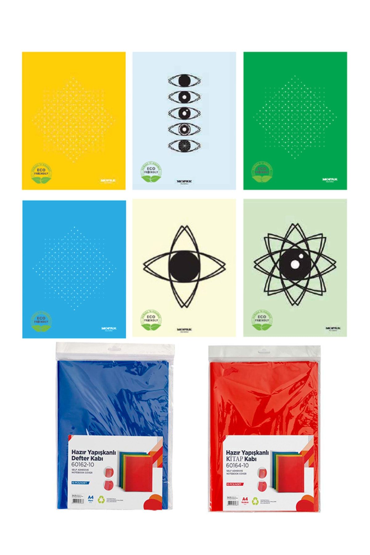 NEON PLUS-Mopak 6 قطع 100 صفحة كبيرة الحجم (a4) دفتر ملاحظات و 10 حاويات دفتر ملاحظات جاهزة و 10 حاويات كتب 1