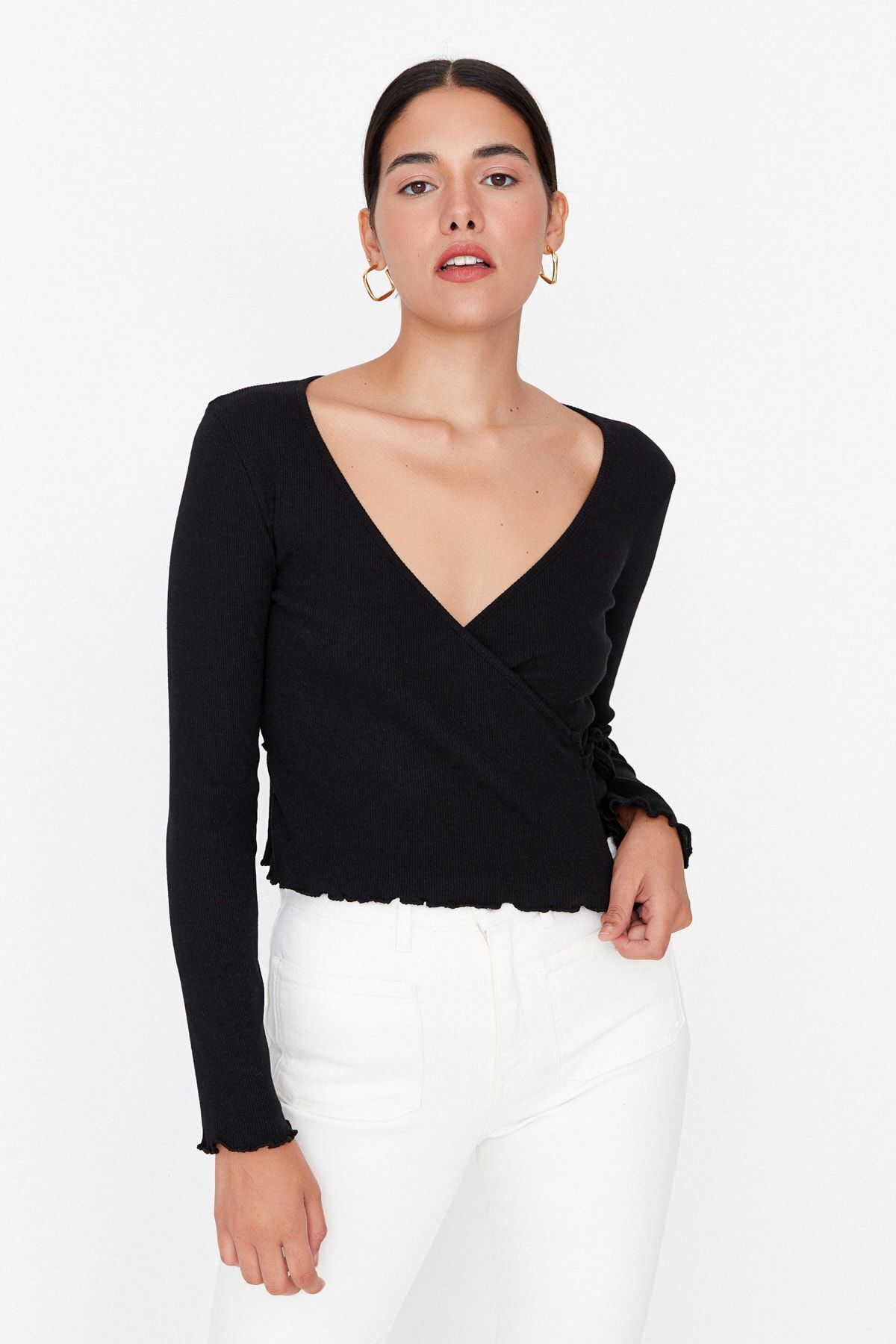 Trendyol Collection Bluse Schwarz Slim Fit