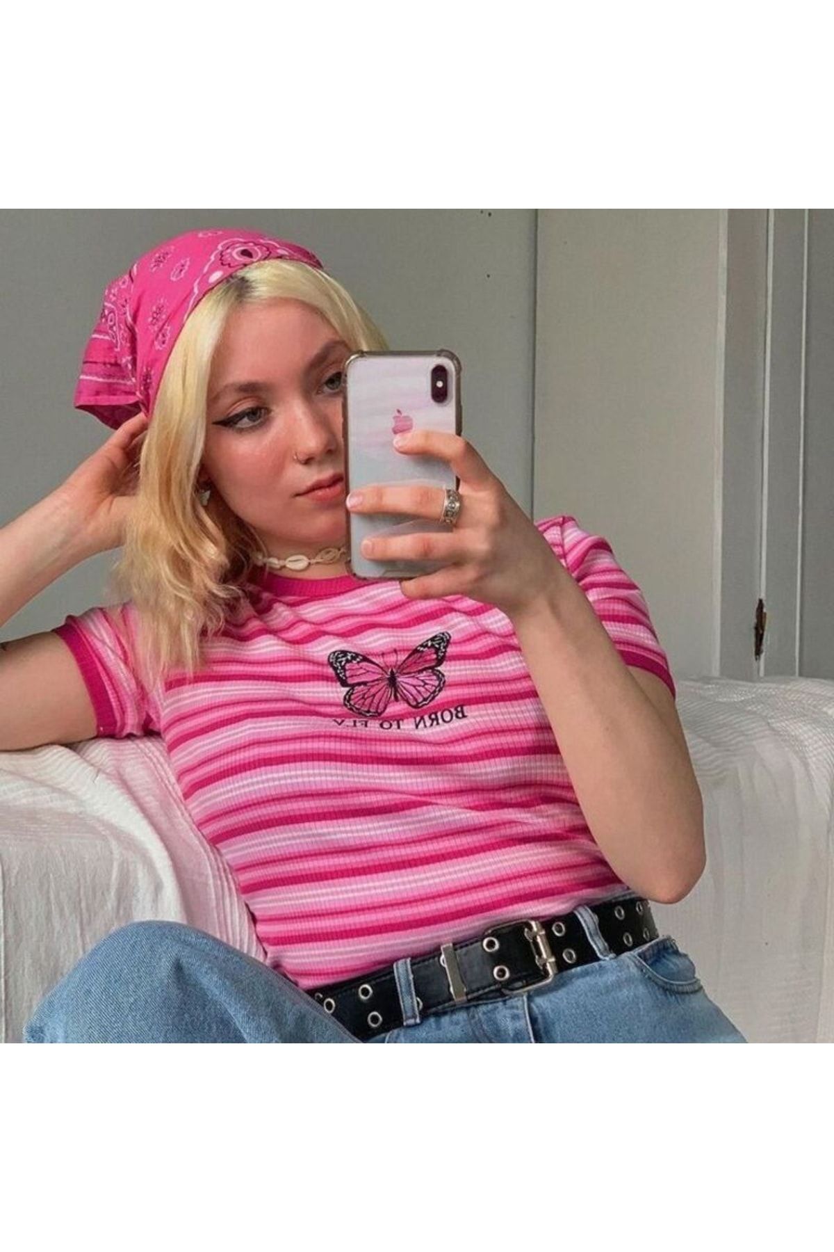 Goldmine Bandana Unisex Cu Model Etnic 100% Bumbac Fucsia Unisex - Single Dimension