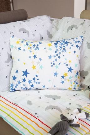 Mavi Yıldız Desenli Bebek Yastığı 35x45 ONL-01805