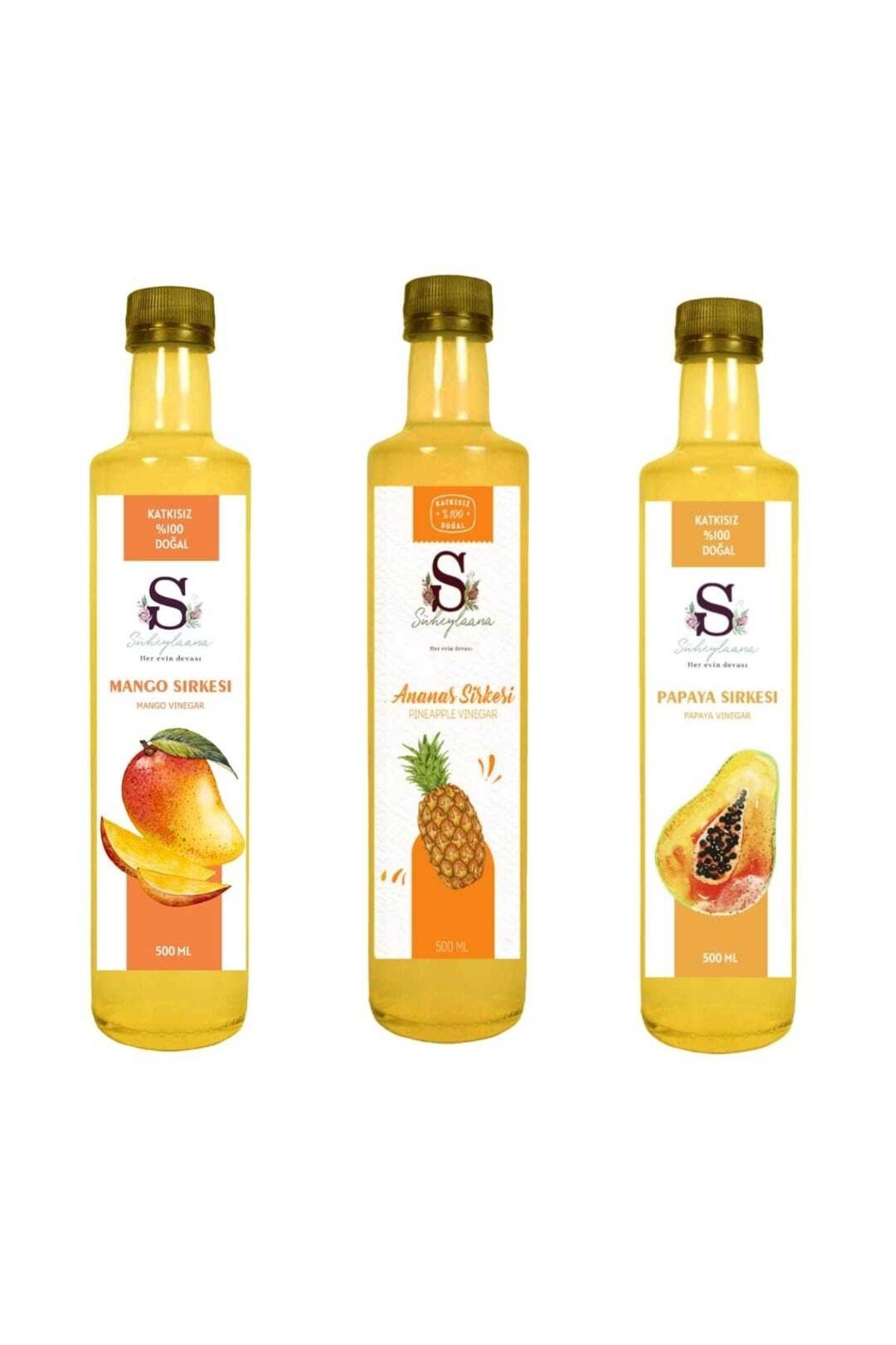 Doğal Ananas, Papaya Ve Mango Sirkesi 500 Ml