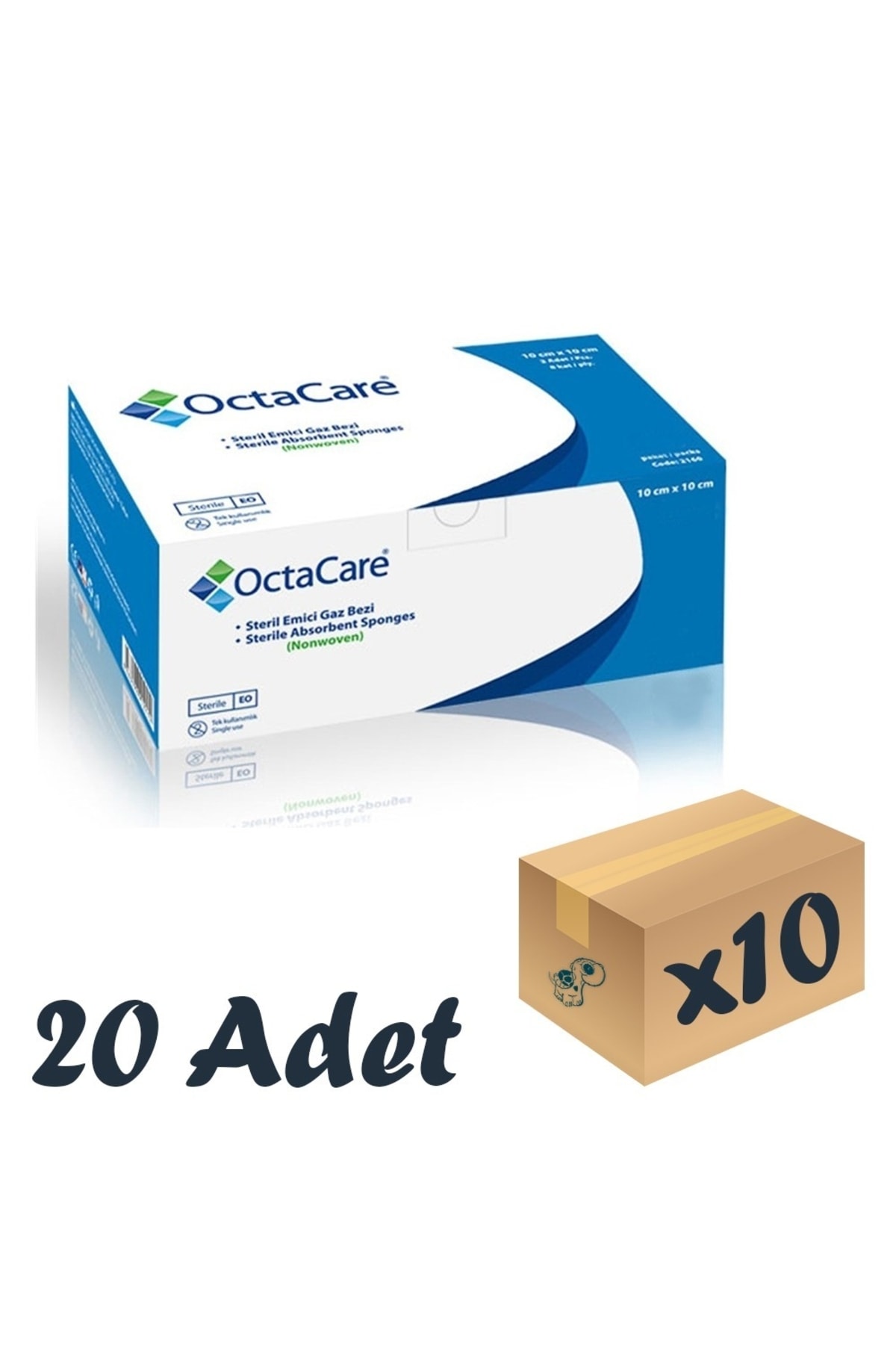 Octacare Steril Emici Gaz Bezi 10cm X 10cm 10cm 2'li Steril Paket 10 Adet