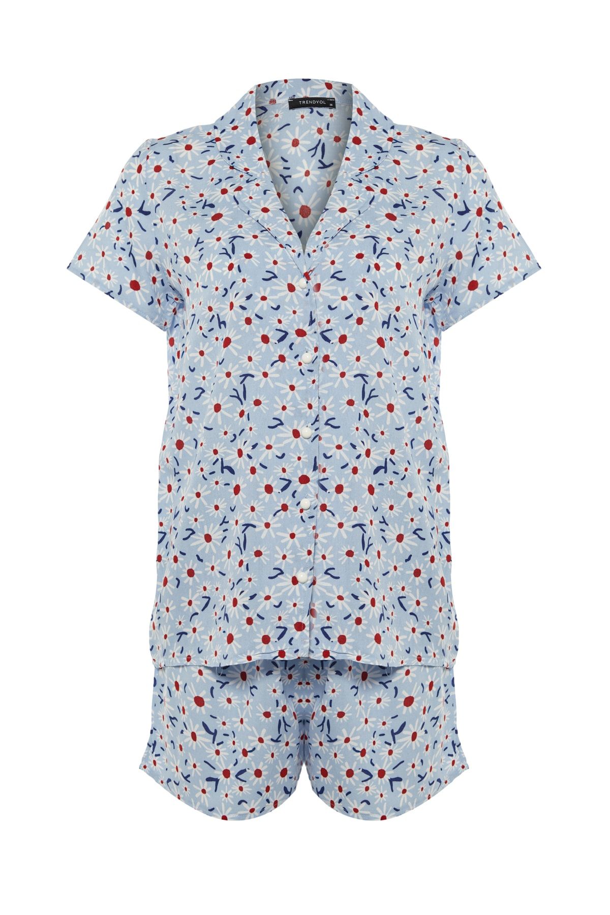 TRENDYOLMİLLA Çok Renkli Çiçek Baskılı Viskon Dokuma Pijama Takımı THMSS20PT0249 SN11084