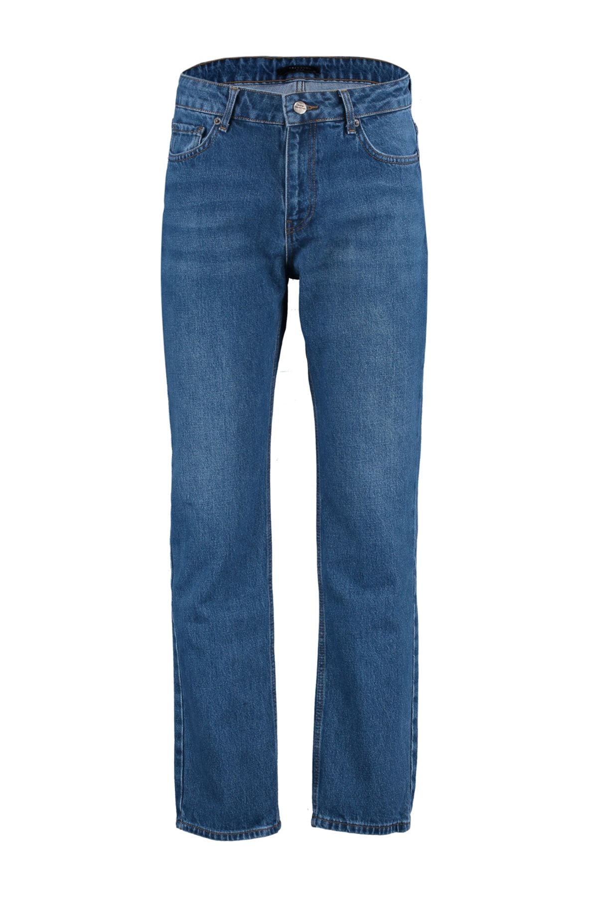 Trendyol Collection-Blugi din blugi, 100% bumbac, albastru bleumarin TMNAW23JE00023 6