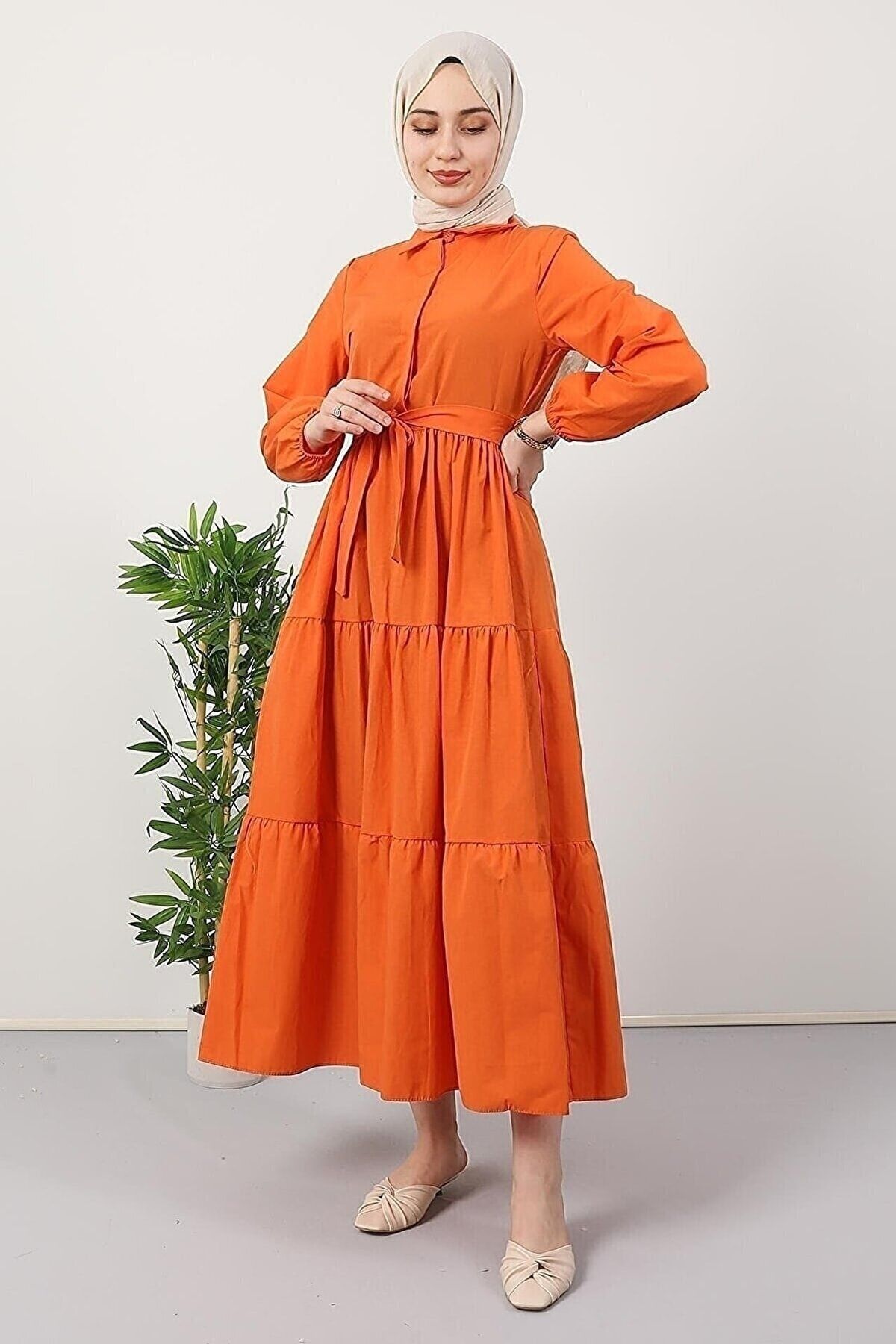 VOLT CLOTHİNG-Kleid mit Hemdkragen und Knöpfen 4