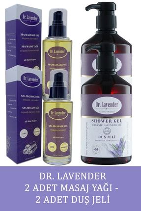 Dr. Lavender 4'lü Set Bitkisel Masaj Yağı 105 Ml + Doğal Lavanta Yağlı Duş Jeli 400 Ml DR-92987179