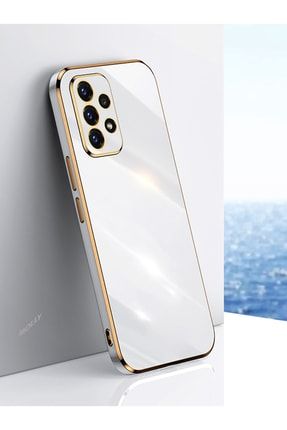 Galaxy A52s Uyumlu Inci Beyazı Gold Detaylı Lüks Silikon Kılıf OUEA52S-MLY441