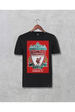 Liverpool Logo Baskılı Tasarım Siyah Tişört 33616227566159