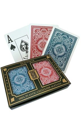 Kem Plastik Poker Briç Iskambil Oyun Kartı (kırmızı-mavi) 2 Deste bazaar4-kem-REDBLUE