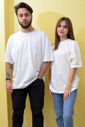 Unisex Beyaz Oversize T-shirt / Tişört 2022OVERSİZE