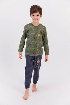 Haki Erkek Çocuk Uzun Kol Pijama Takımı SZ-US914Y