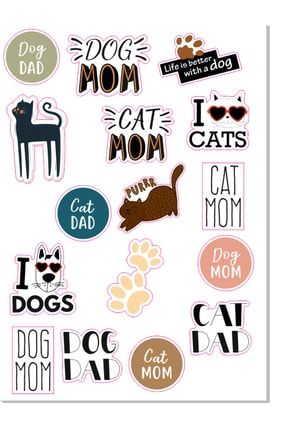 Kedi&köpek Temalı Ajanda, Laptop, Telefon, Planlayıcı Sticker Seti (12 Adet) AT1114