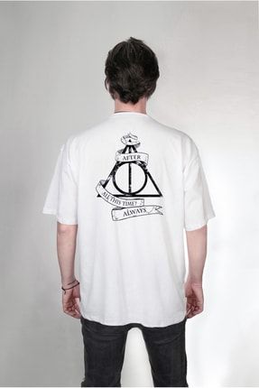 Harry Potter Ölüm Yadigarları Ön Arka Özel Tasarım Baskılı Oversize Beyaz Tişört 0812715sda260835