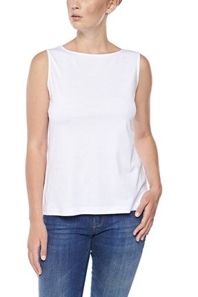 Kadın Pamuklu Modal Kolsuz Yakası Geniş Kalın Askılı Comfort Fit T-shirt - 2403 FSM1453-2403