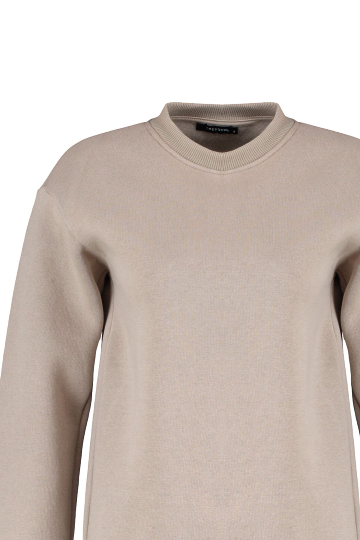 Trendyol Modest-Podstawowa bluza z jasnej taupe z rozcięciem i szczegółowymi rozcięciami TCTAW23TW00011 7