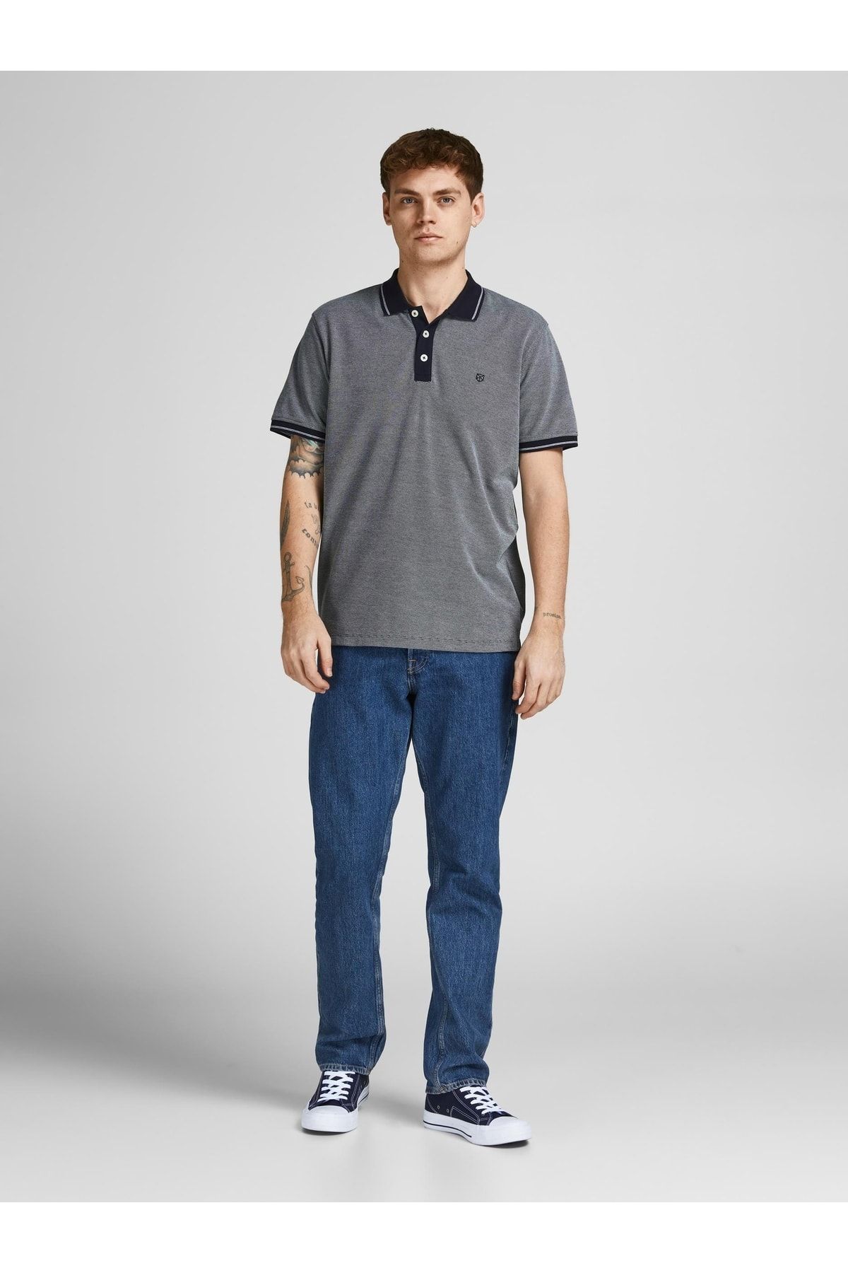 تی شرت آبی مردانه Jack & Jones تیشرت Bluwin Polo Ss Noos Navy Blue2 12169064-42 Jack & Jones