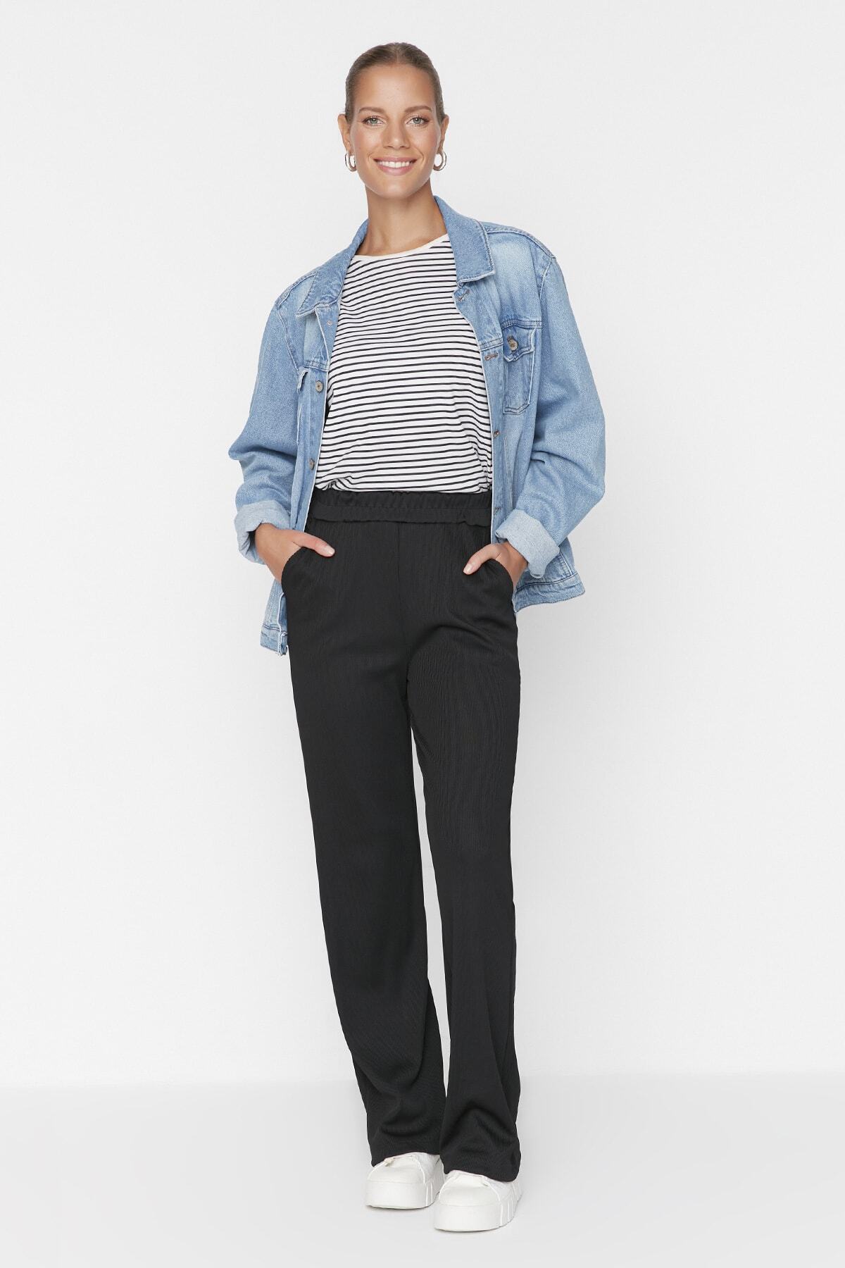 Trendyol Modest-Schwarze gestrickte Jogginghose TCTAW23EI00007 3