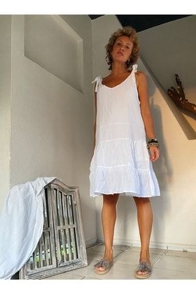 Italyan Kumaş Kol Bağlama Detaylı Elbise CB10000781