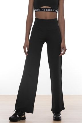 Kadın Siyah Renk Comfort Wide Leg Kesim Dalgıç Kumaş Pantolon ITSBASIC 2280
