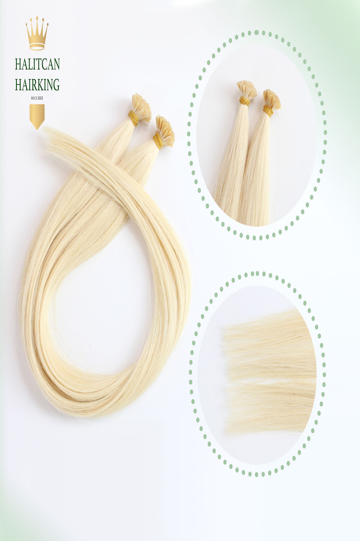 HalitCan HairKing %100 Gerçek Insan Saçı Platin 55 Cm 100 Adet (60 GR) Mikro Kaynak Bütün Saç Tiplerine Uygun