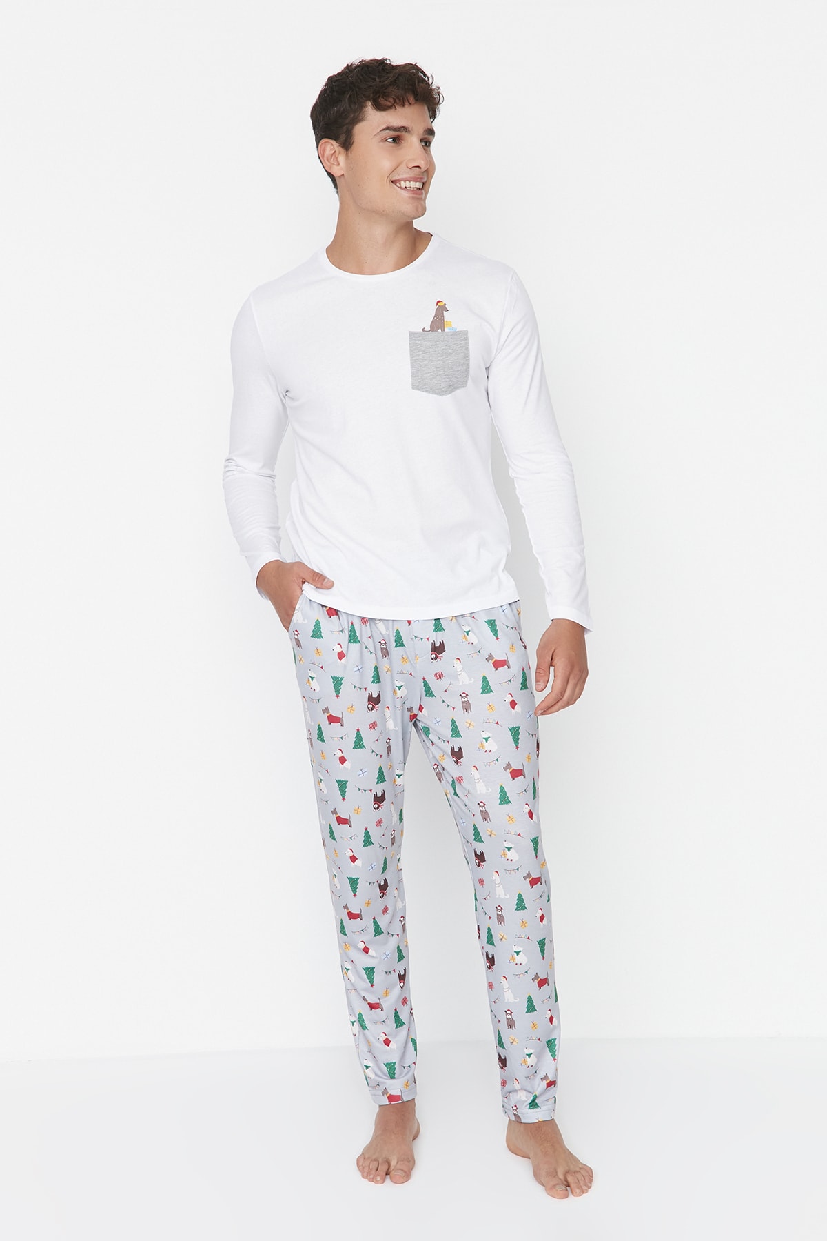 Trendyol Collection Pyjama Grau Unifarben Fast ausverkauft