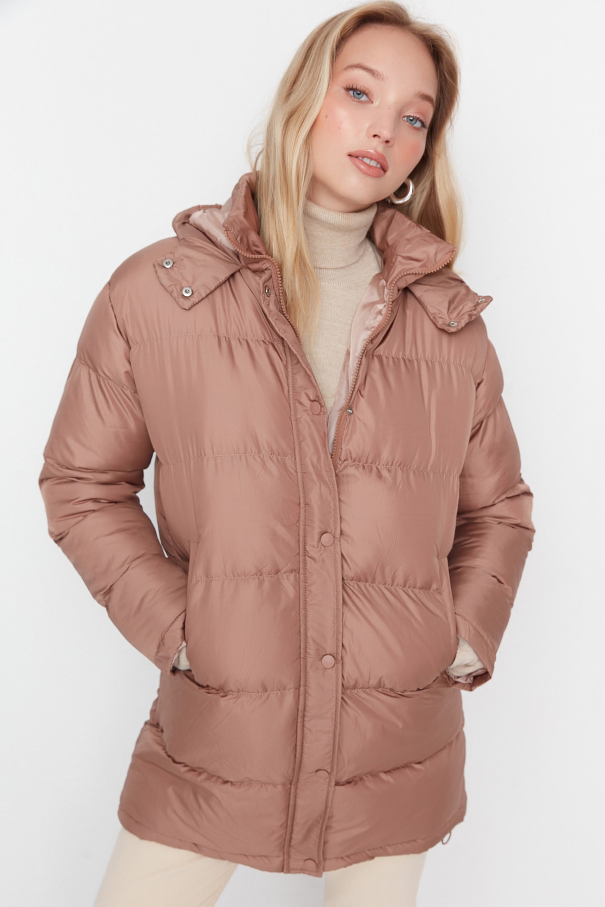 Brown hooded jacket women clearance