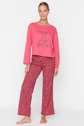 Çok Renkli Baskılı Örme Pijama Takımı THMAW23PT00149