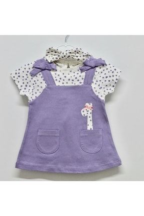 Kız Bebek Pamuklu Bandanalı Elbise V6002Y