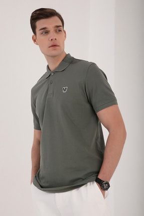 Erkek Çağla Basic Göğüs Logolu Standart Kalıp Triko Polo Yaka T-shirt T08ER-87768
