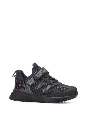Siyah - Unisex Seasonal Mevsimlik Cilt Sneaker Çocuk Spor Ayakkabı MRD0126