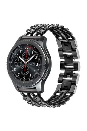 Huawei Watch Gt/gt2/gt2 Pro/gt3 Pro Uyumlu Metal Paslanmaz Çelik Zincir Halka Işlemeli Kordon KRD-17+22mm