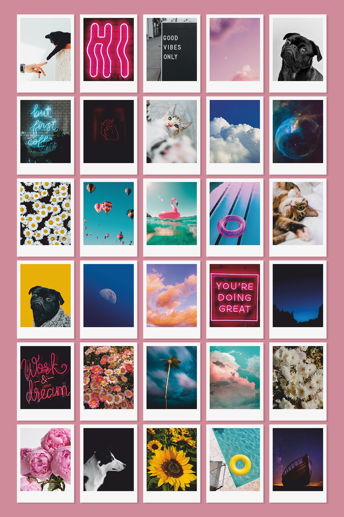 Özer Store 30 Adet Renkli Görseller Dekoratif Süsleme Pola Kart Seti