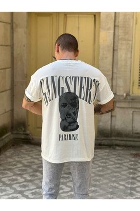 Oversize Unisex Gangster's Baskılı T-shirt %100 Pamuk mdl-newseason-s162
