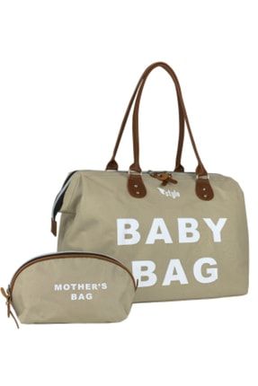 Large Boy Baby Bag Kadın ve Bebek Bakım Çantası-Bej STYLOBABYBAG