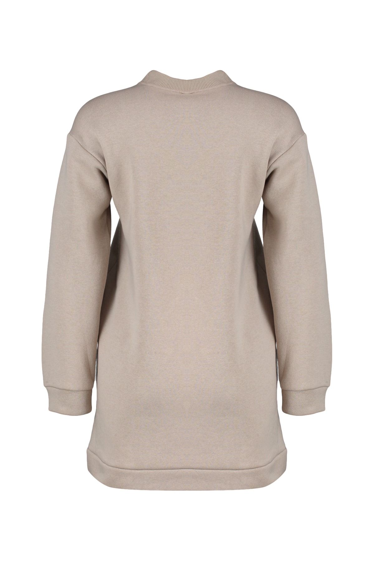 Trendyol Modest-Podstawowa bluza z jasnej taupe z rozcięciem i szczegółowymi rozcięciami TCTAW23TW00011 8