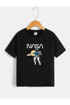 Çocuk Unisex Oversize Siyah Nasa Astronot Baskılı T-shirt nasaastronot-