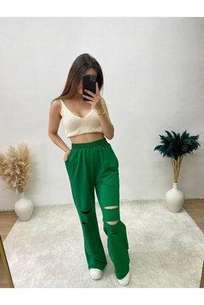 Kadın Yeşil Plazo Pantolon MY2040