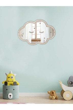 Bulut Figürlü Çocuk Odası Dekoru Ahşap Üzeri Dekoratif Güvenli Kırılmaz Pleksi Duvar Ayna TM-PA-B