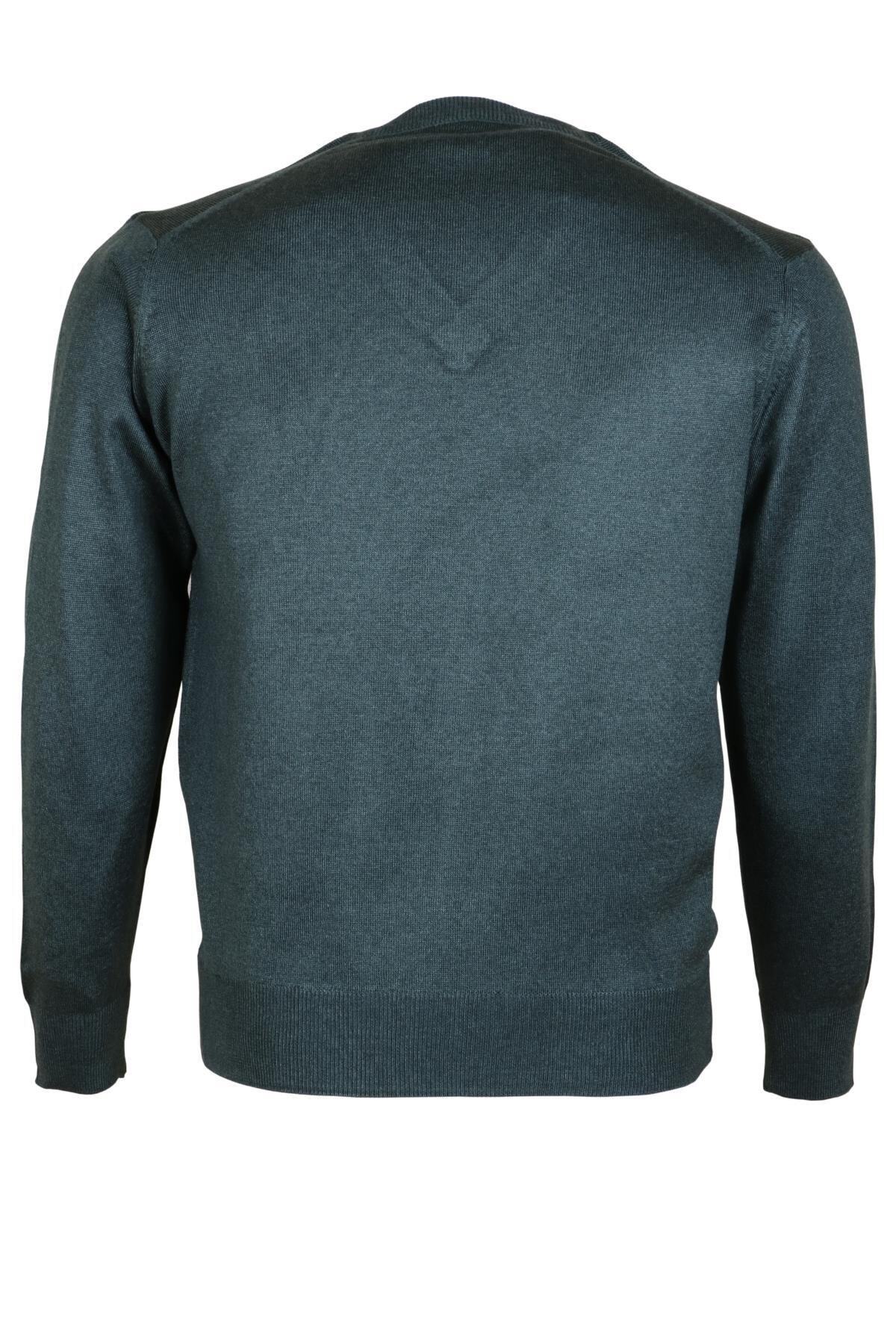 Modarar-Men's Woolen Sweater V-Neck Regular Classic Cut Green Rar00375 6