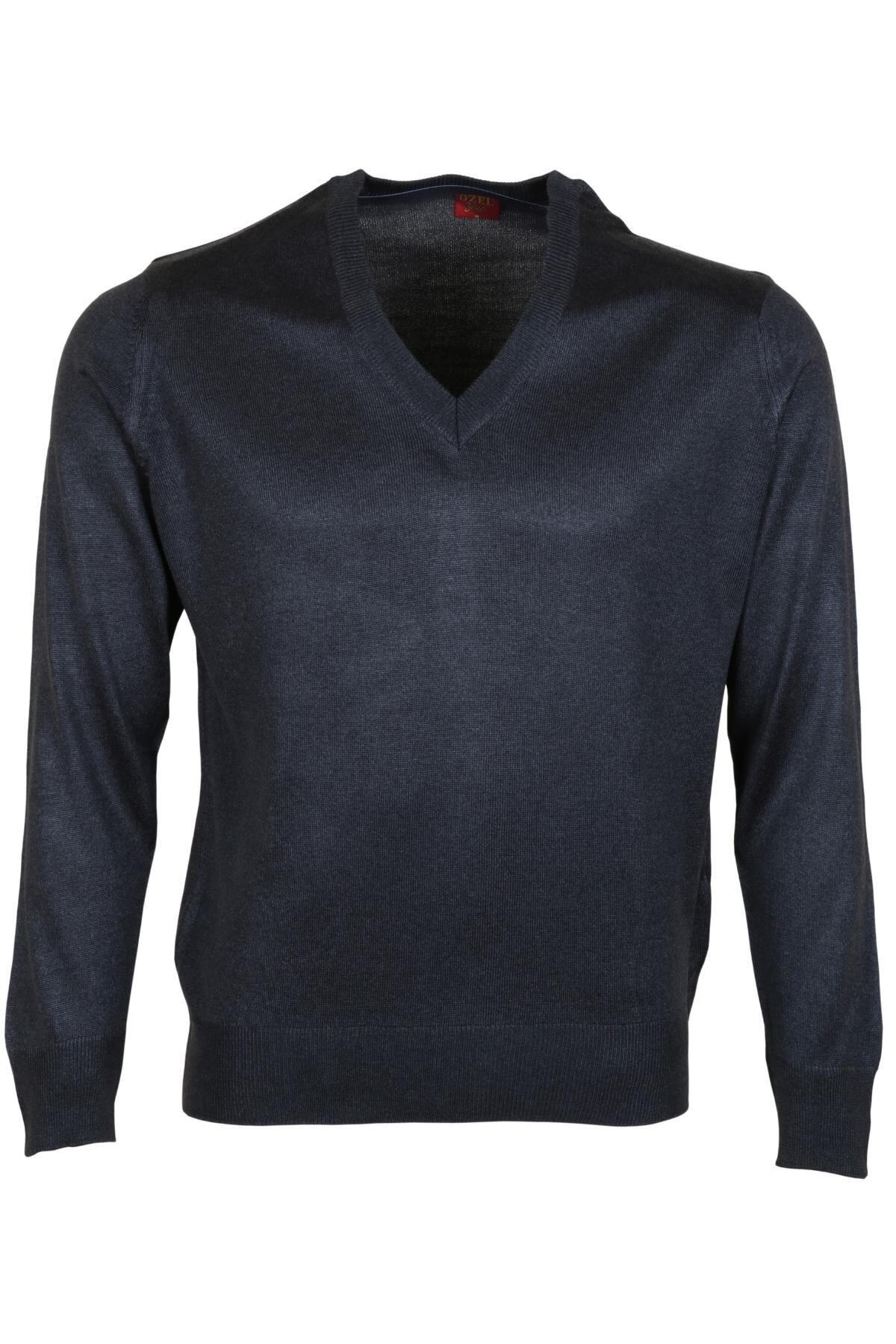 Modarar-Men's Woolen Sweater V-Neck Regular Classic Cut Smoked Rar00371 4