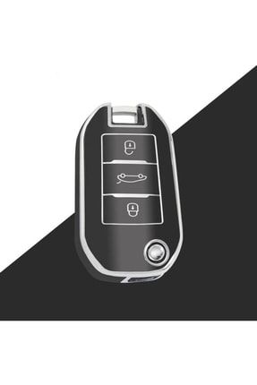 Peugeot - Citroen Sustalı Tpu Malzeme Siyah Anahtar Kılıfı AYZ0580