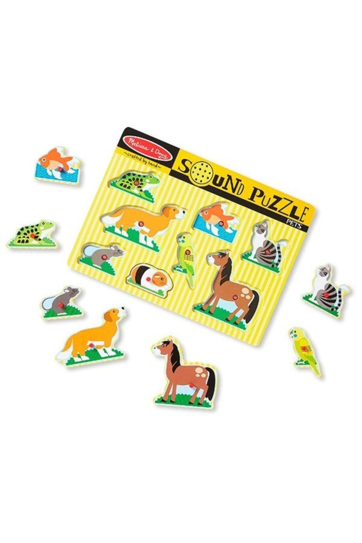 اسباب بازی های چوبی چند رنگ Melissa Doug حیوانات خانگی پازل صدا M D Melissa & Doug