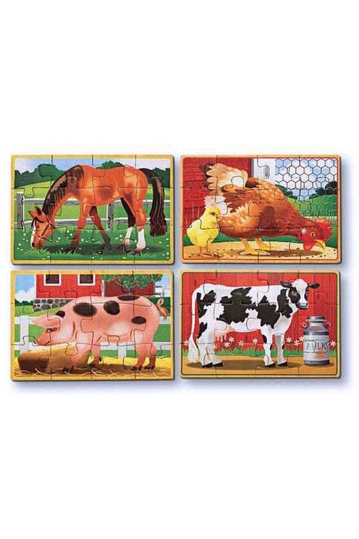 اسباب بازی های چوبی چند رنگ Melissa Doug حیوانات مزرعه پازل M D در یک جعبه Melissa & Doug