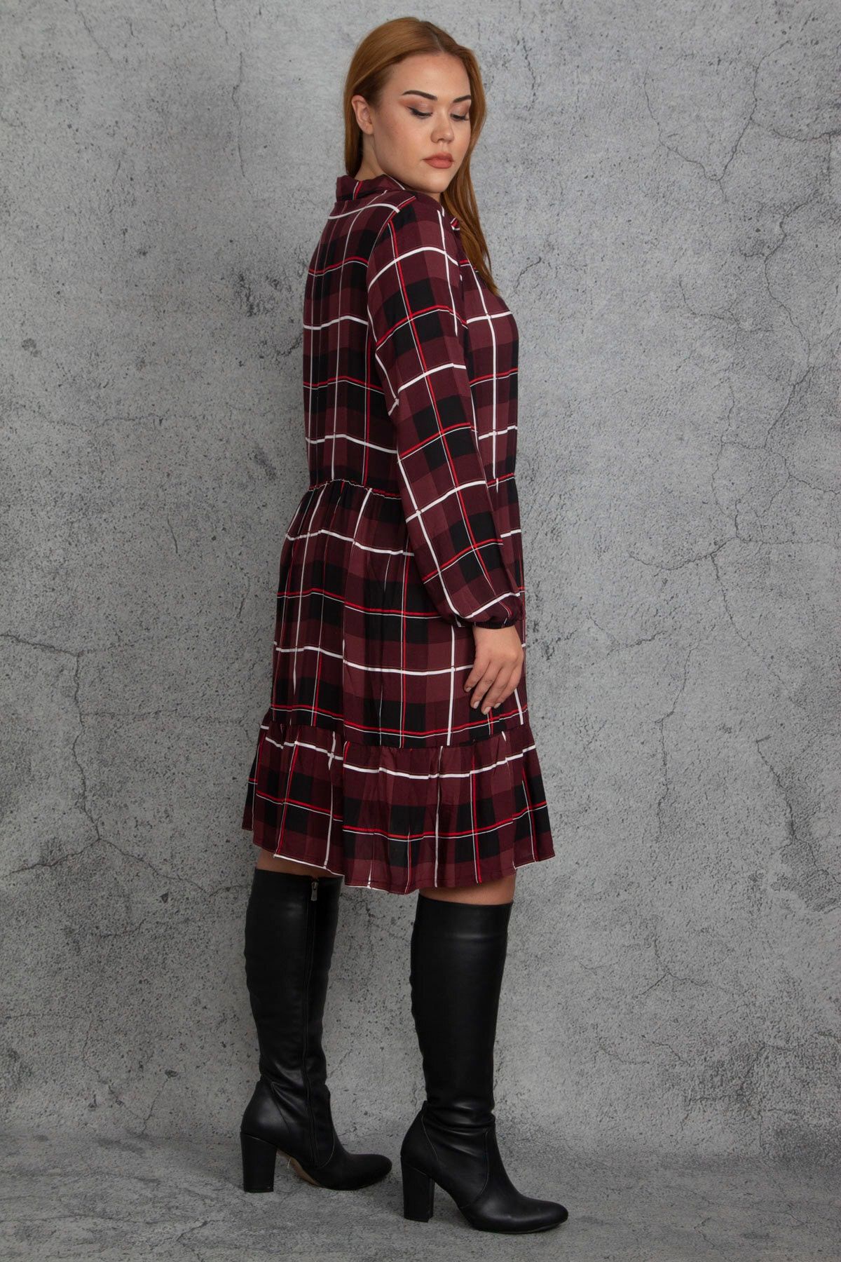 Şans Große Größen in Kleid Bordeaux Basic Fast ausverkauft FN8708