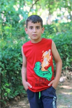 Tosspa Kids T-rex In The City Baskılı Pamuklu Askılı T-shirt T4582932
