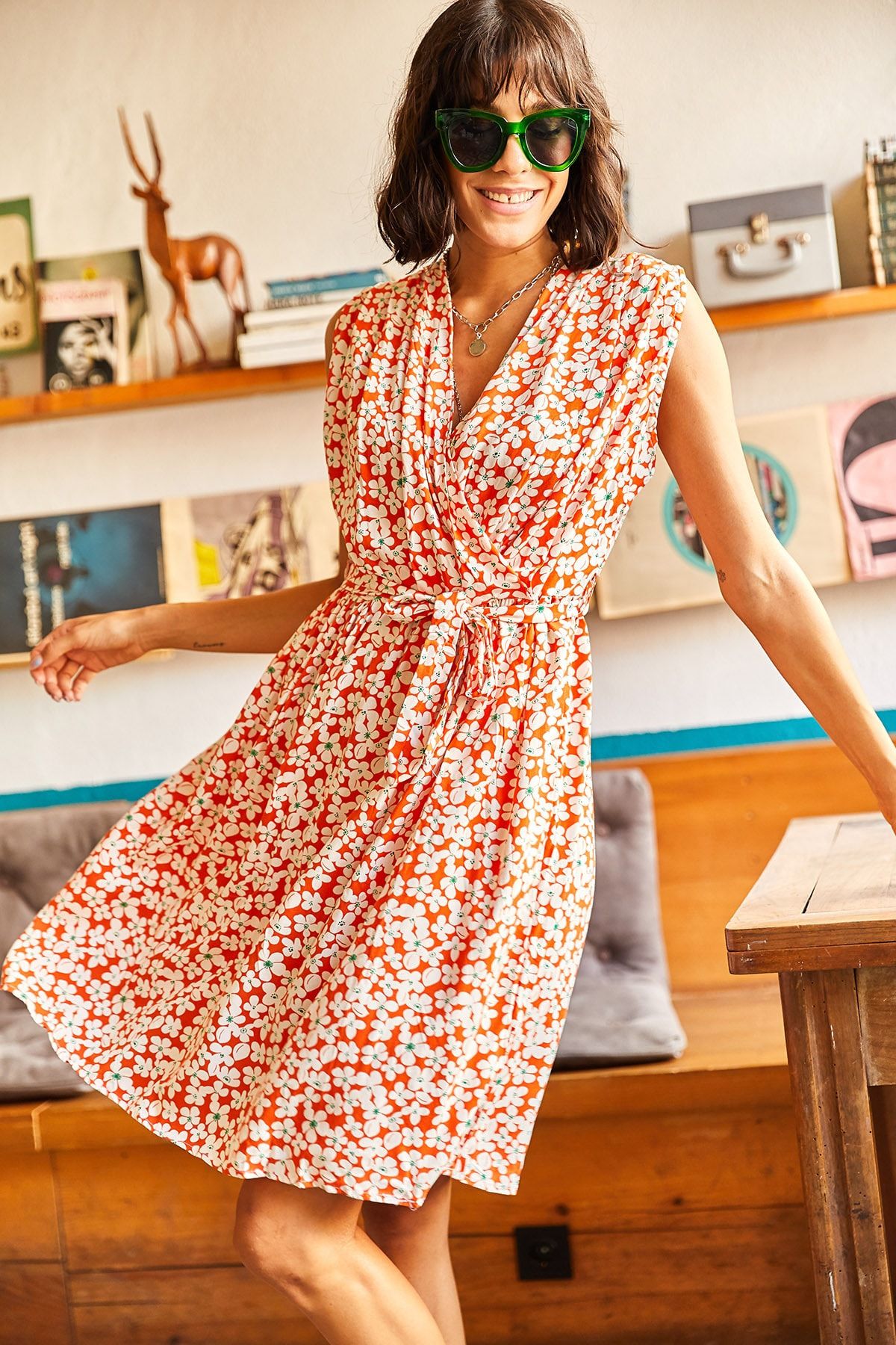 Olalook Kleid Orange A-Linie Fast ausverkauft