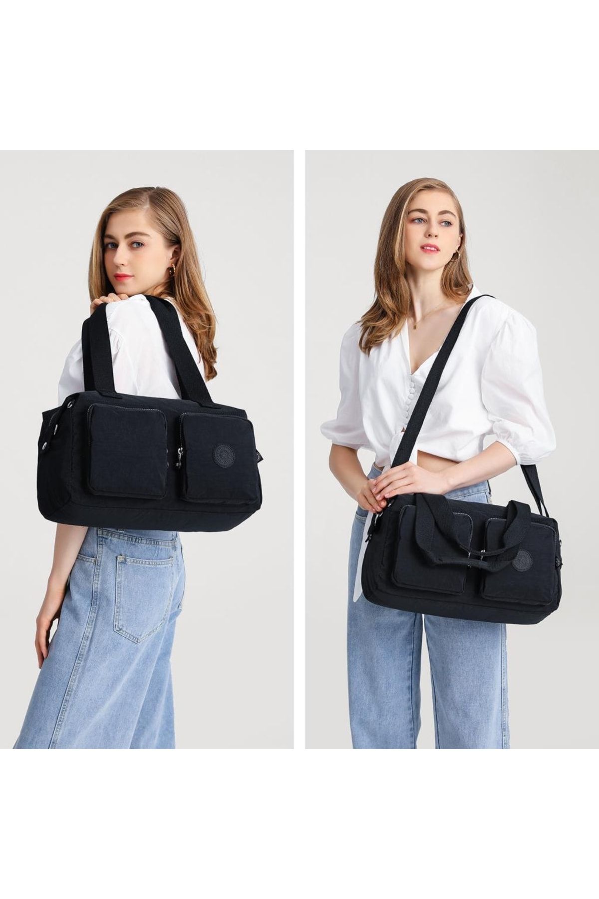 Smart Bags Omuz Askılı Kadın Çantası Krinkıl Kumaş 3113 Siyah